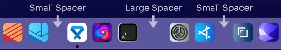 Image of macOS doc with spacers