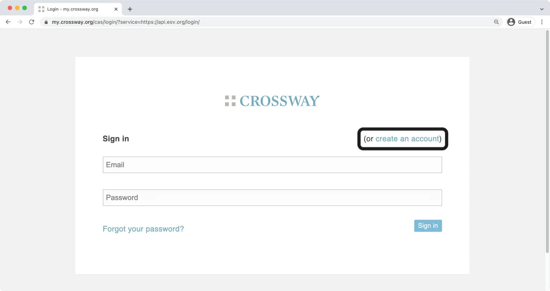 Sign into ESV account