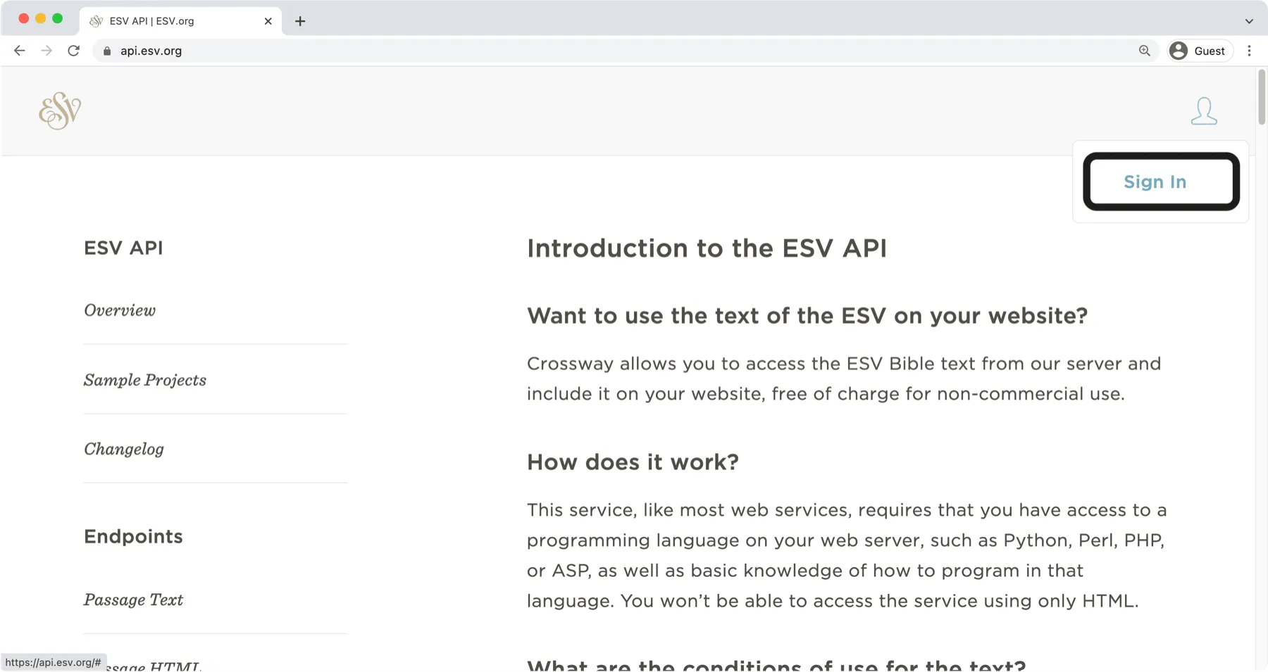 Sign into ESV account